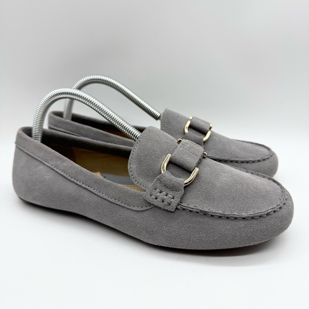 NWOT‎ Lands End Womens Slip On Suede Driving Moc Loafer Shoes Graphite Size 8.5
